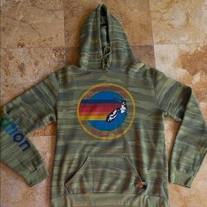 Aviator Nation Olive Camo Hoodie with Rainbow Logo